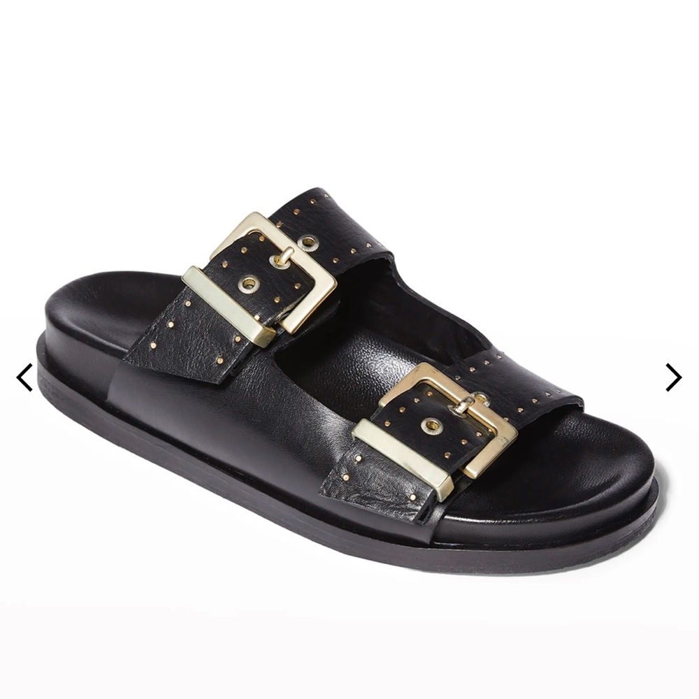 AllSaints Mae Double-Buckle Slide Sandals NWT